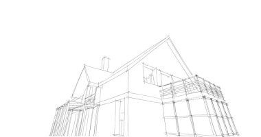 Mimari sanat konseptinde soyut çizgiler, minimum geometrik şekiller. 