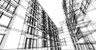 Mimari sanat konseptinde soyut çizgiler, minimum geometrik şekiller. 