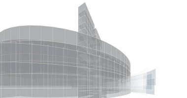 Arkaplanda mimari bina 3d illüstrasyon