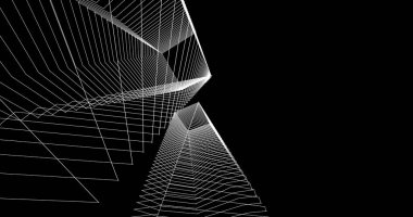 Mimari sanat konseptinde soyut çizgiler, minimum geometrik şekiller. 