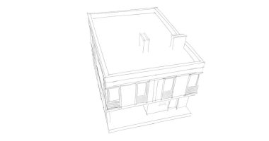 Arkaplanda mimari bina 3d illüstrasyon