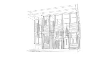 Arkaplanda mimari bina 3d illüstrasyon