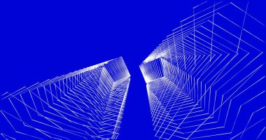 Mimari sanat konseptinde soyut çizgiler, minimum geometrik şekiller. 