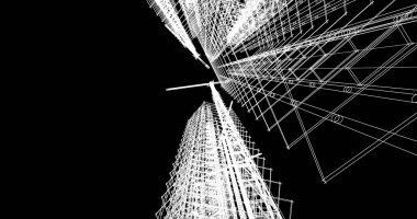 Mimari sanat konseptinde soyut çizgiler, minimum geometrik şekiller. 