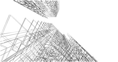 Mimari sanat konseptinde soyut çizgiler, minimum geometrik şekiller. 