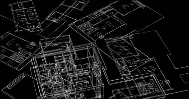 Mimari sanat konseptinde soyut çizgiler, minimum geometrik şekiller. 