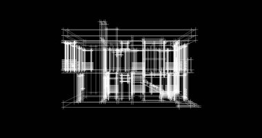 Mimari sanat konseptinde soyut çizgiler, minimum geometrik şekiller. 