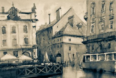  Çizim, mimari konsept, minimum geometrik şekiller.