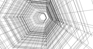 Arkaplanda mimari bina 3d illüstrasyon