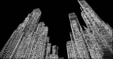 Mimari sanat konseptinde soyut çizgiler, minimum geometrik şekiller. 