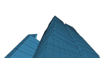 Arkaplanda mimari bina 3d illüstrasyon