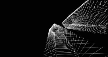 Mimari sanat konseptinde soyut çizgiler, minimum geometrik şekiller. 