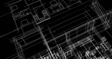 Mimari sanat konseptinde soyut çizgiler, minimum geometrik şekiller. 