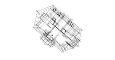 Arkaplanda mimari bina 3d illüstrasyon