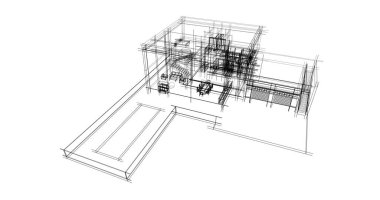 Mimari sanat konseptinde soyut çizgiler, minimum geometrik şekiller. 