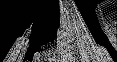 Mimari sanat konseptinde soyut çizgiler, minimum geometrik şekiller. 