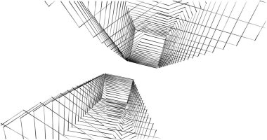 Mimari sanat konseptinde soyut çizgiler, minimum geometrik şekiller. 
