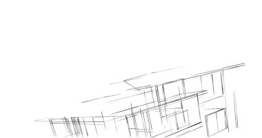 Mimari sanat konseptinde soyut çizgiler, minimum geometrik şekiller. 