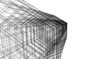 Arkaplanda mimari bina 3d illüstrasyon