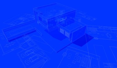 Mimari sanat konseptinde soyut çizgiler, minimum geometrik şekiller. 