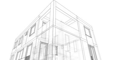 Mimari sanat konseptinde soyut çizgiler, minimum geometrik şekiller. 