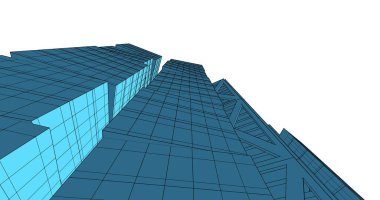 Arkaplanda mimari bina 3d illüstrasyon