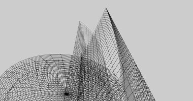 Mimari sanat konseptinde soyut çizgiler, minimum geometrik şekiller. 