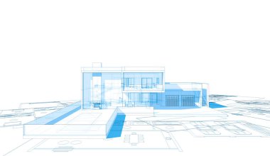 Mimari sanat konseptinde soyut çizgiler, minimum geometrik şekiller. 