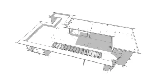 Abstrakcyjne Linie Rysunku Koncepcji Sztuki Architektonicznej Minimalne Kształty Geometryczne — Zdjęcie stockowe