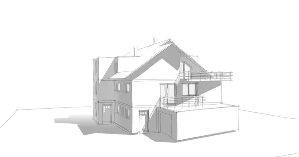 Líneas Abstractas Dibujo Concepto Arte Arquitectónico Formas Geométricas Mínimas — Foto de Stock