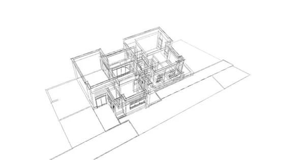 Abstrakcyjne Linie Rysunku Koncepcji Sztuki Architektonicznej Minimalne Kształty Geometryczne — Zdjęcie stockowe