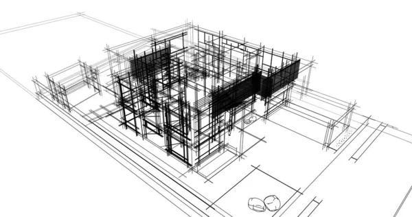 Arquitectura Edificio Ilustración Sobre Fondo — Foto de Stock