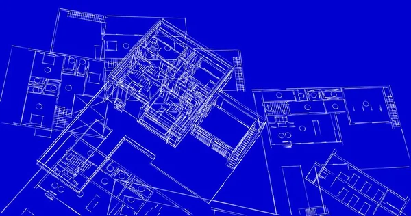 Abstrakcyjne Linie Rysunku Koncepcji Sztuki Architektonicznej Minimalne Kształty Geometryczne — Zdjęcie stockowe