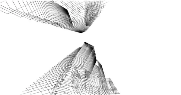 Líneas Abstractas Dibujo Concepto Arte Arquitectónico Formas Geométricas Mínimas — Foto de Stock