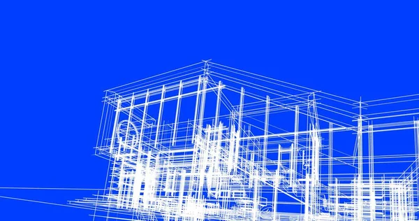 Elvont Építészeti Tapéta Tervezés Digitális Koncepció Háttér — Stock Fotó