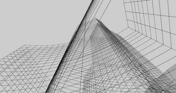 Abstract Drawing Lines Architectural Art Concept Minimal Geometrical Shapes — Stock Photo, Image