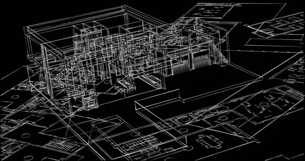 Abstrakte Zeichnungslinien Architektonischen Kunstkonzept Minimale Geometrische Formen — Stockfoto