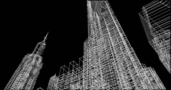 Mimari sanat konseptinde soyut çizgiler, minimum geometrik şekiller. 