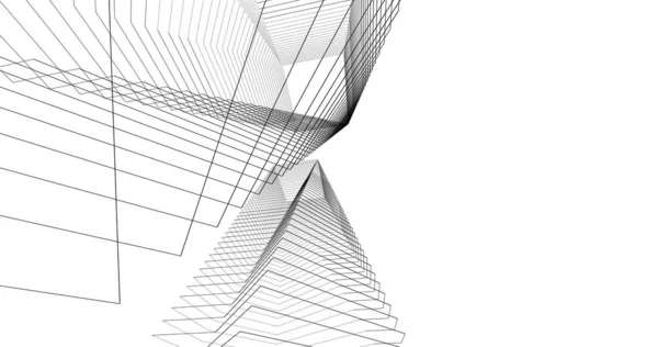 Elvont Rajzvonalak Építészeti Képzőművészetben Minimális Geometriai Formák — Stock Fotó
