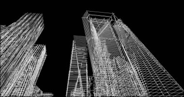 Mimari sanat konseptinde soyut çizgiler, minimum geometrik şekiller. 