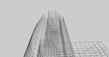 Mimari sanat konseptinde soyut çizgiler, minimum geometrik şekiller. 