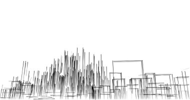 Arkaplanda mimari bina 3d illüstrasyon