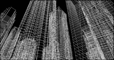 Mimari sanat konseptinde soyut çizgiler, minimum geometrik şekiller. 