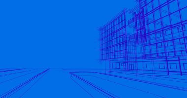 Mimari sanat konseptinde soyut çizgiler, minimum geometrik şekiller. 