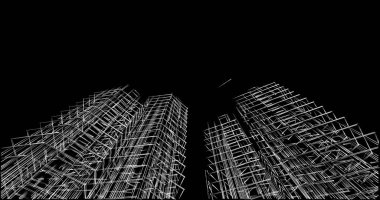 Mimari sanat konseptinde soyut çizgiler, minimum geometrik şekiller. 