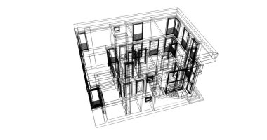 Arkaplanda mimari bina 3d illüstrasyon