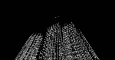 Mimari sanat konseptinde soyut çizgiler, minimum geometrik şekiller. 