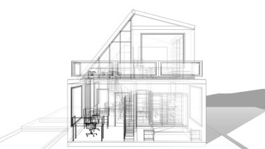 Arkaplanda mimari bina 3d illüstrasyon,