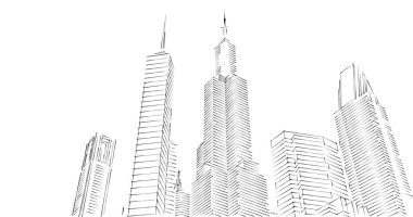 Arkaplanda mimari bina 3d illüstrasyon