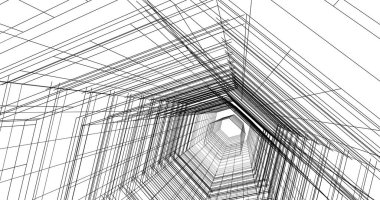 Arkaplanda mimari bina 3d illüstrasyon